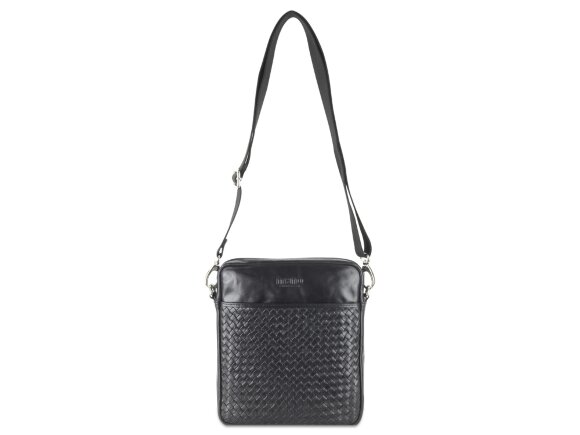 Сумка через плечо Mano Don Luca, натуральная кожа в черном цвете, 23 х 26,5 х 4,5 см