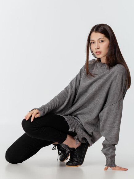 Джемпер оверсайз унисекс Grunge в сумке, серый Джемпер оверсайз унисекс Grunge в сумке, серый