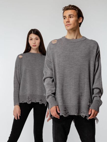 Джемпер оверсайз унисекс Grunge в сумке, серый Джемпер оверсайз унисекс Grunge в сумке, серый