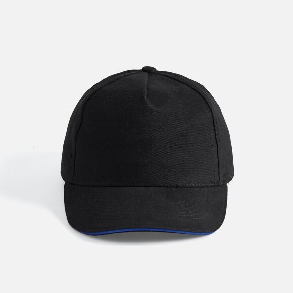 Бейсболка Long Beach, черная с ярко-синим Бейсболка Long Beach, черная с ярко-синим