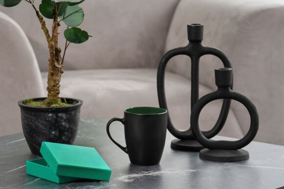 Кружка Bright Tulip, матовая, черная с зеленым Кружка Bright Tulip, матовая, черная с зеленым