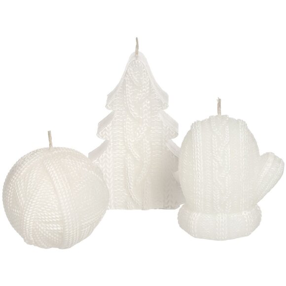 Свеча Kniteam, варежка, белая Свеча Kniteam, варежка, белая