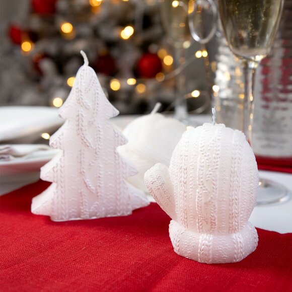 Свеча Kniteam, варежка, белая Свеча Kniteam, варежка, белая