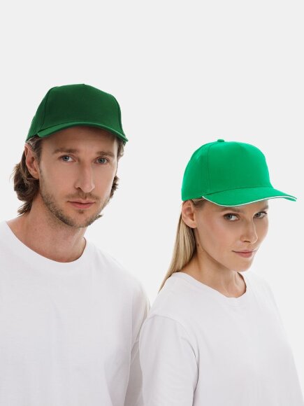 Бейсболка Long Beach, ярко-зеленая с белым