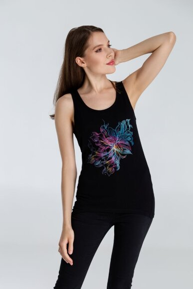 Майка женская Vibrance, черная Майка женская Vibrance, черная