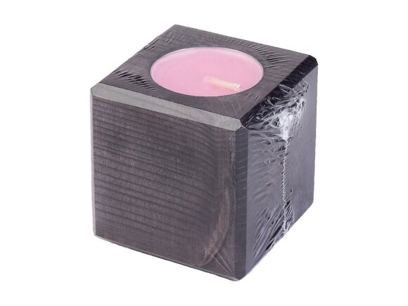 Свеча в декоративном подсвечнике, цв. эбен, аром. роза