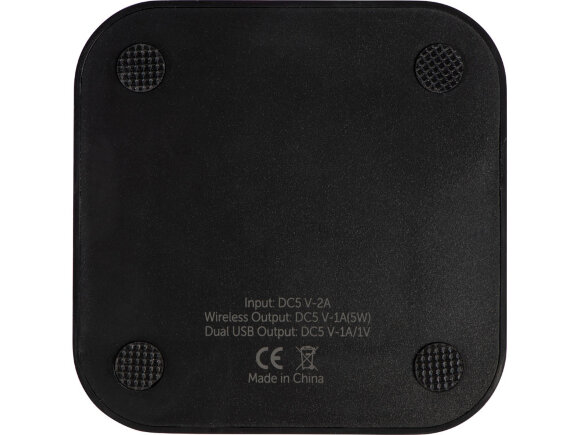 Беспроводная зарядка Tile с 2 USB-A, 5 Вт, черный Беспроводная зарядка Tile с 2 USB-A, 5 Вт, черный