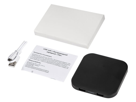 Беспроводная зарядка Tile с 2 USB-A, 5 Вт, черный Беспроводная зарядка Tile с 2 USB-A, 5 Вт, черный