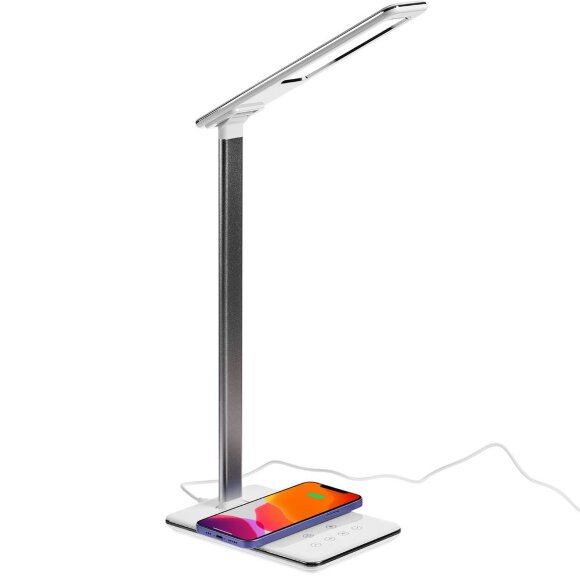 Настольная лампа с беспроводной зарядкой Power Spot, белая Настольная лампа с беспроводной зарядкой Power Spot, белая