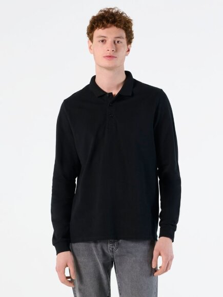 Рубашка поло мужская с длинным рукавом Winter II 210 темно-зеленая Рубашка поло мужская с длинным рукавом Winter II 210 темно-зеленая