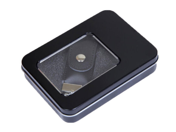 Металлическая коробочка G04 черного цвета с прозрачным окошком Металлическая коробочка G04 черного цвета с прозрачным окошком