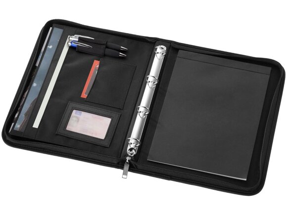 Папка А4 ''Stanford'' на молнии с блокнотом, черный Папка А4 ''Stanford'' на молнии с блокнотом, черный