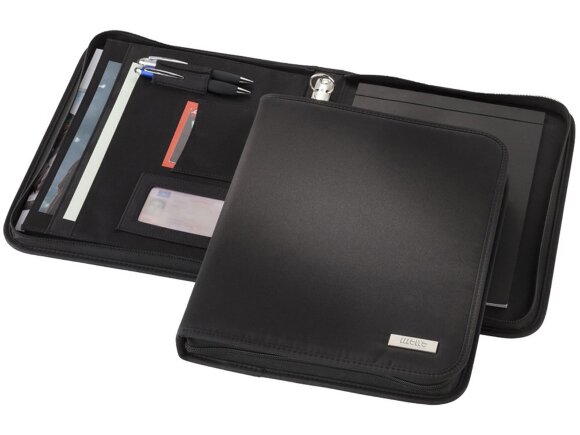 Папка А4 ''Stanford'' на молнии с блокнотом, черный Папка А4 ''Stanford'' на молнии с блокнотом, черный