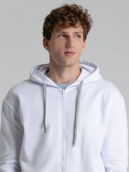 Толстовка на молнии с капюшоном Unit Siverga Heavy, белая Толстовка на молнии с капюшоном Unit Siverga Heavy, белая