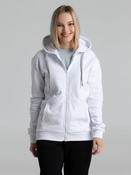 Толстовка на молнии с капюшоном Unit Siverga Heavy, белая Толстовка на молнии с капюшоном Unit Siverga Heavy, белая