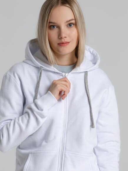 Толстовка на молнии с капюшоном Unit Siverga Heavy, белая Толстовка на молнии с капюшоном Unit Siverga Heavy, белая