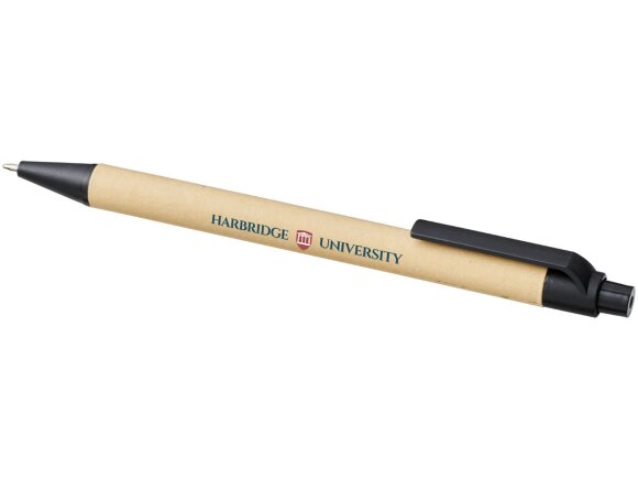 Шариковая ручка Berk из переработанного картона и кукурузного пластика, натуральный/черный Шариковая ручка Berk из переработанного картона и кукурузного пластика, натуральный/черный