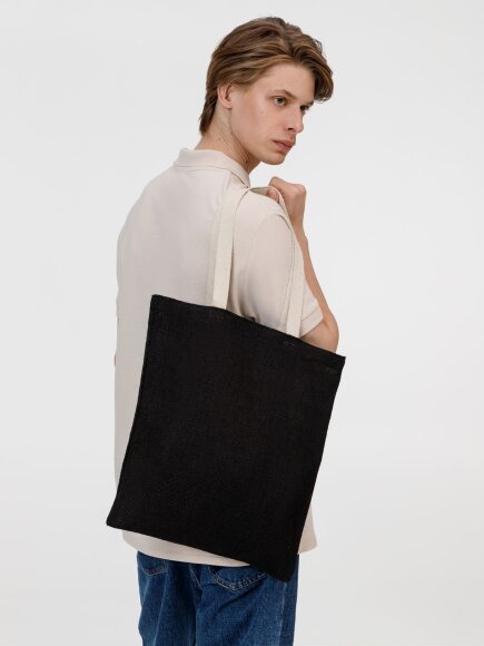 Холщовая сумка на плечо Juhu, черная Холщовая сумка на плечо Juhu, черная