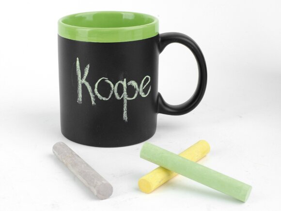 Кружка с покрытием для рисования мелом Да Винчи, черный/зеленый Кружка с покрытием для рисования мелом Да Винчи, черный/зеленый