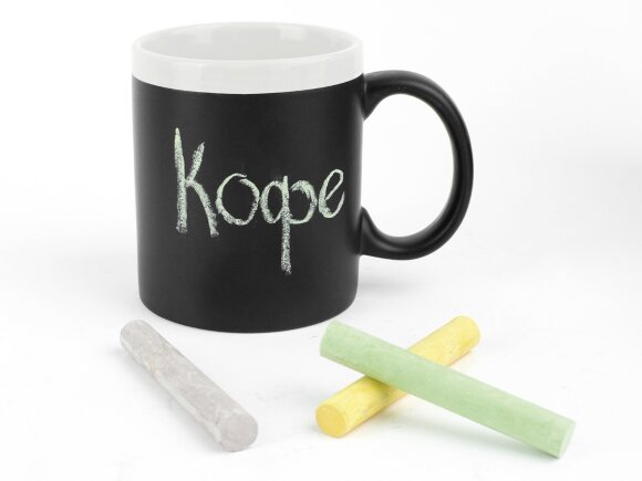 Кружка с покрытием для рисования мелом Да Винчи, черный/белый Кружка с покрытием для рисования мелом Да Винчи, черный/белый