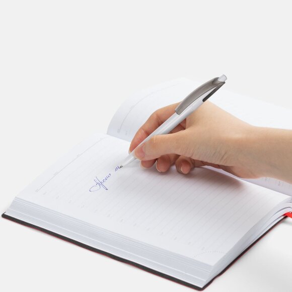 Ручка шариковая Bento, белая с серым