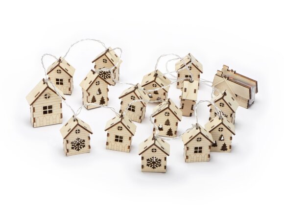 Елочная гирлянда с лампочками Зимняя сказка деревянная Елочная гирлянда с лампочками Зимняя сказка деревянная