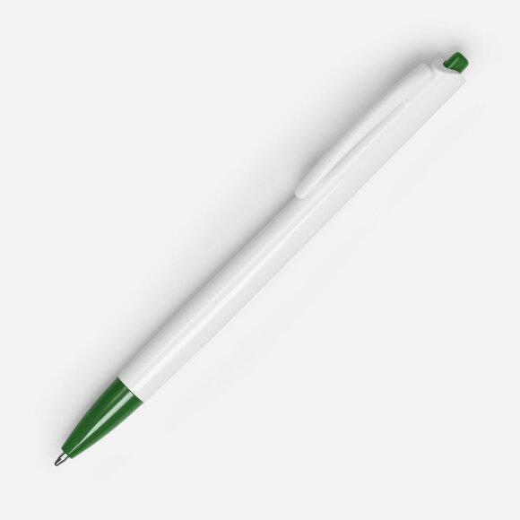 Ручка шариковая Tick, белая с зеленым Ручка шариковая Tick, белая с зеленым