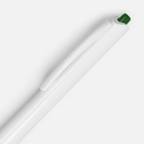 Ручка шариковая Tick, белая с зеленым Ручка шариковая Tick, белая с зеленым