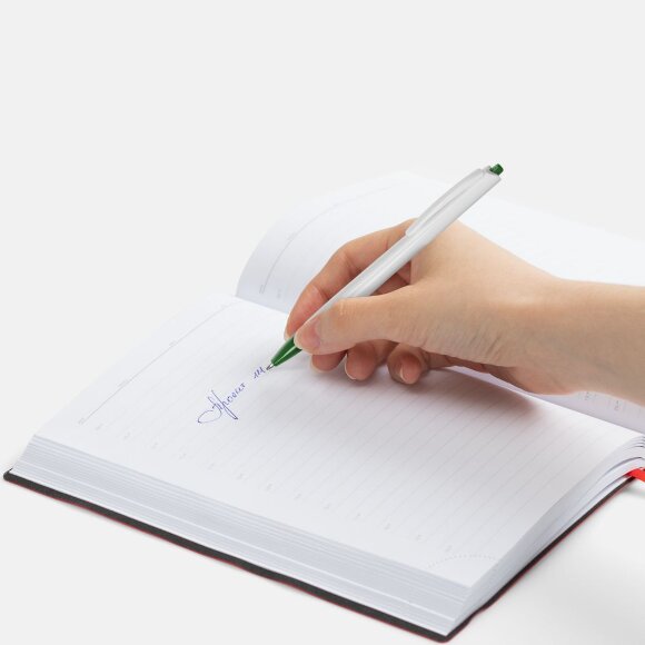 Ручка шариковая Tick, белая с зеленым Ручка шариковая Tick, белая с зеленым