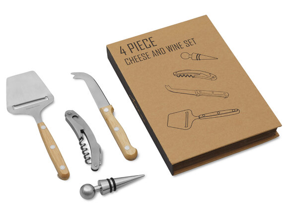 Подарочный набор для вина и сыра Reze из 4 предметов, натуральный