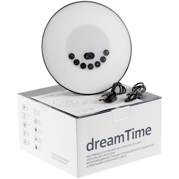 Лампа-колонка со световым будильником dreamTime, ver.2, черная Лампа-колонка со световым будильником dreamTime, ver.2, черная