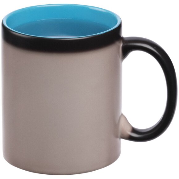 Кружка-хамелеон On Display, матовая, черная с голубым Кружка-хамелеон On Display, матовая, черная с голубым
