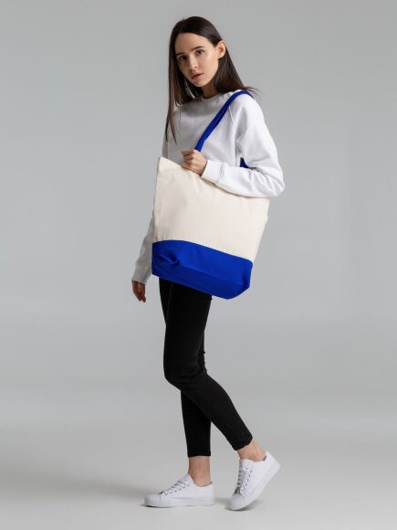 Сумка для покупок на молнии Shopaholic Zip, неокрашенная с синим Сумка для покупок на молнии Shopaholic Zip, неокрашенная с синим