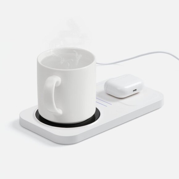 Беспроводное зарядное устройство с подогревом кружки Hot Task, белое Беспроводное зарядное устройство с подогревом кружки Hot Task, белое