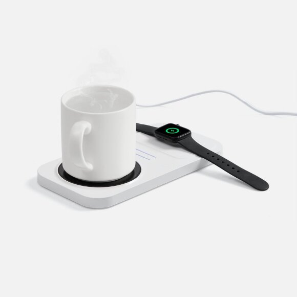 Беспроводное зарядное устройство с подогревом кружки Hot Task, белое Беспроводное зарядное устройство с подогревом кружки Hot Task, белое