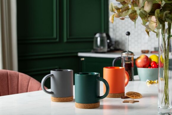 Кружка с пробковой подставкой Corky, оранжевая Кружка с пробковой подставкой Corky, оранжевая