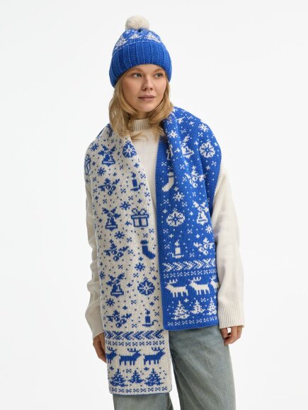 Шарф Holidale, синий с молочным