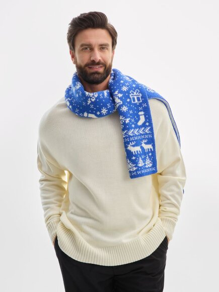 Шарф Holidale, синий с молочным Шарф Holidale, синий с молочным