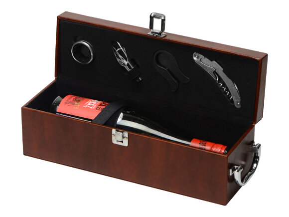 Набор аксессуаров для вина в подарочной коробке Fabrizio, коричневый Набор аксессуаров для вина в подарочной коробке Fabrizio, коричневый