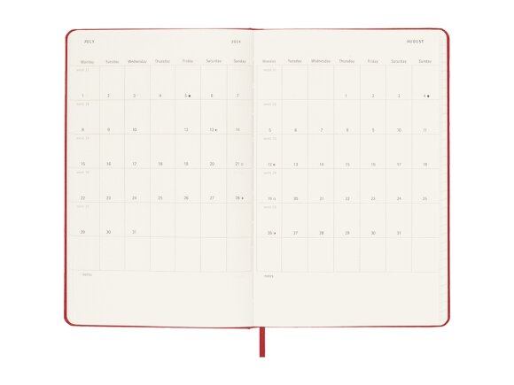 Записная книжка 12 месяцев на 2024 год, в твердой обложке, красный, Large, 13х21