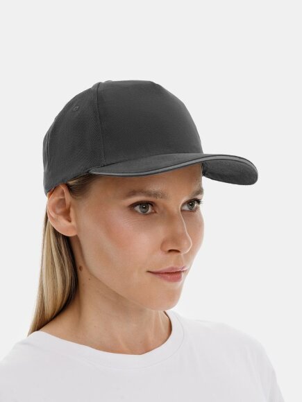 Бейсболка Long Beach, темно-серая со светло-серым Бейсболка Long Beach, темно-серая со светло-серым