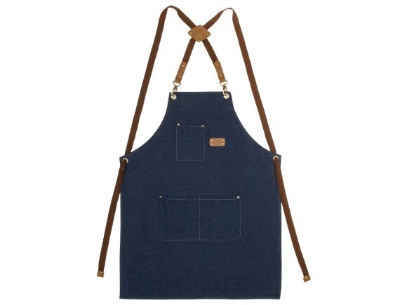 Джинсовый фартук с карманами Fry, синий Джинсовый фартук с карманами Fry, синий