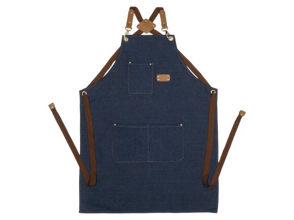 Джинсовый фартук с карманами Fry, синий Джинсовый фартук с карманами Fry, синий