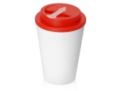 Пластиковый стакан Take away с двойными стенками и крышкой с силиконовым клапаном, 350 мл, белый/красный Пластиковый стакан Take away с двойными стенками и крышкой с силиконовым клапаном, 350 мл, белый/красный