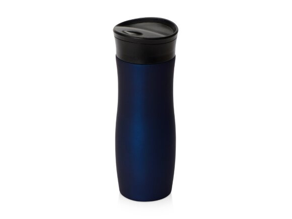 Вакуумная термокружка с кнопкой Streamline, Waterline, soft-touch, тубус, темно-синий