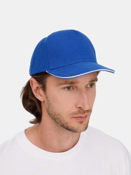 Бейсболка Long Beach, ярко-синяя с белым