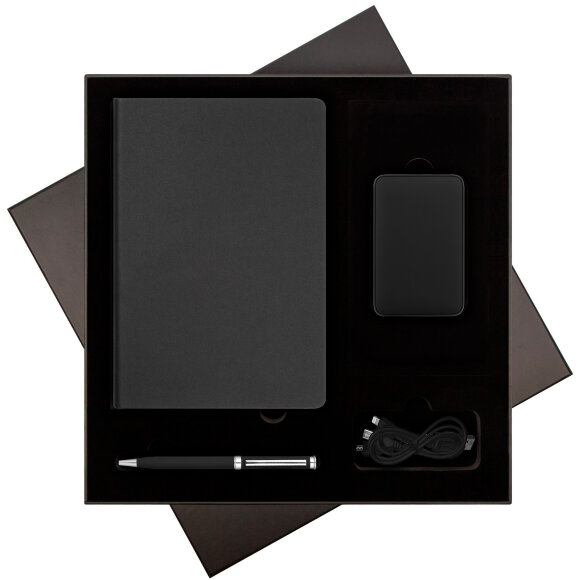 Подарочный набор Star, черный (ежедневник, ручка, аккумулятор) Подарочный набор Star, черный (ежедневник, ручка, аккумулятор)