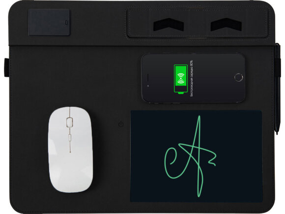 Многофункциональный коврик для мыши Multi Pad с беспроводной зарядкой и LCD экраном, 10 Вт, черный
