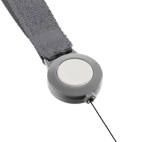 Чехол для карточки с лентой и ретрактором Devon, серый с белым Чехол для карточки с лентой и ретрактором Devon, серый с белым