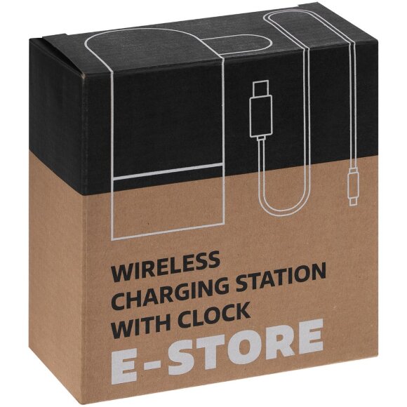 Зарядная станция с часами E-Store для смартфона, часов и наушников, черная